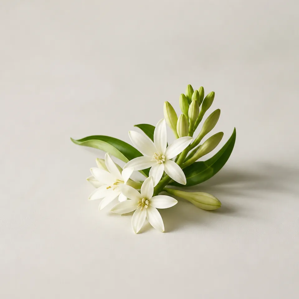 澄んだ黄緑色の光を帯びた白い花